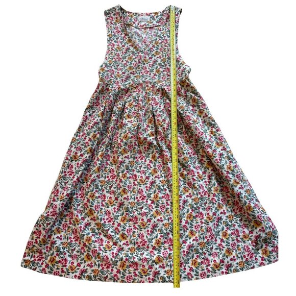 Vintage Witt Floral Sleeveless Cotton Midi Dress Cottagecore Apron Style M Retro - Picture 8 of 8